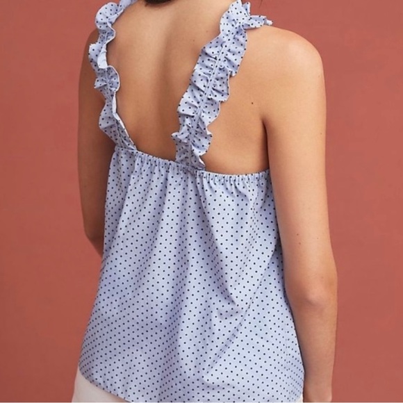 Waverly Grey Polka Dot Ruffle Strap top - Picture 2 of 6